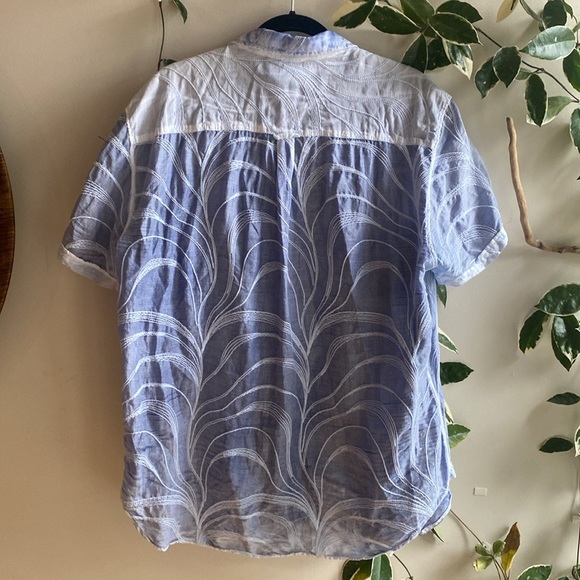 Love Moschino Gauzy Blue Short Sleeve Button Up - Picture 3 of 6